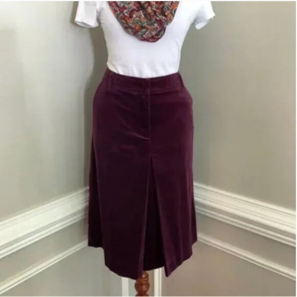 Talbots Women's Wine Colored Velvet Pencil Midi Skirt Size 6P - Picture 1 of 8